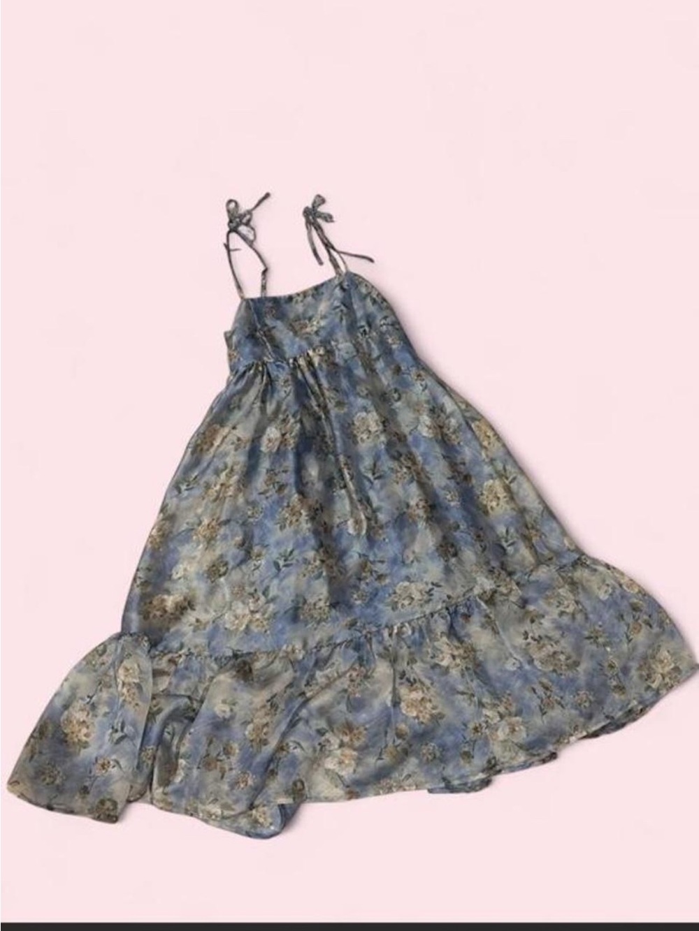 wild fable Blue Floral Tie-Strap Dress